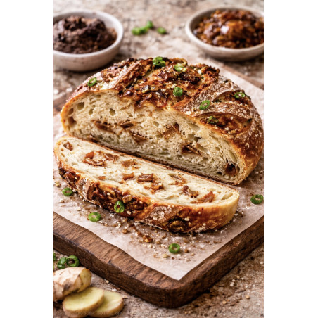 Pan de mismo y cebolla caramelizada